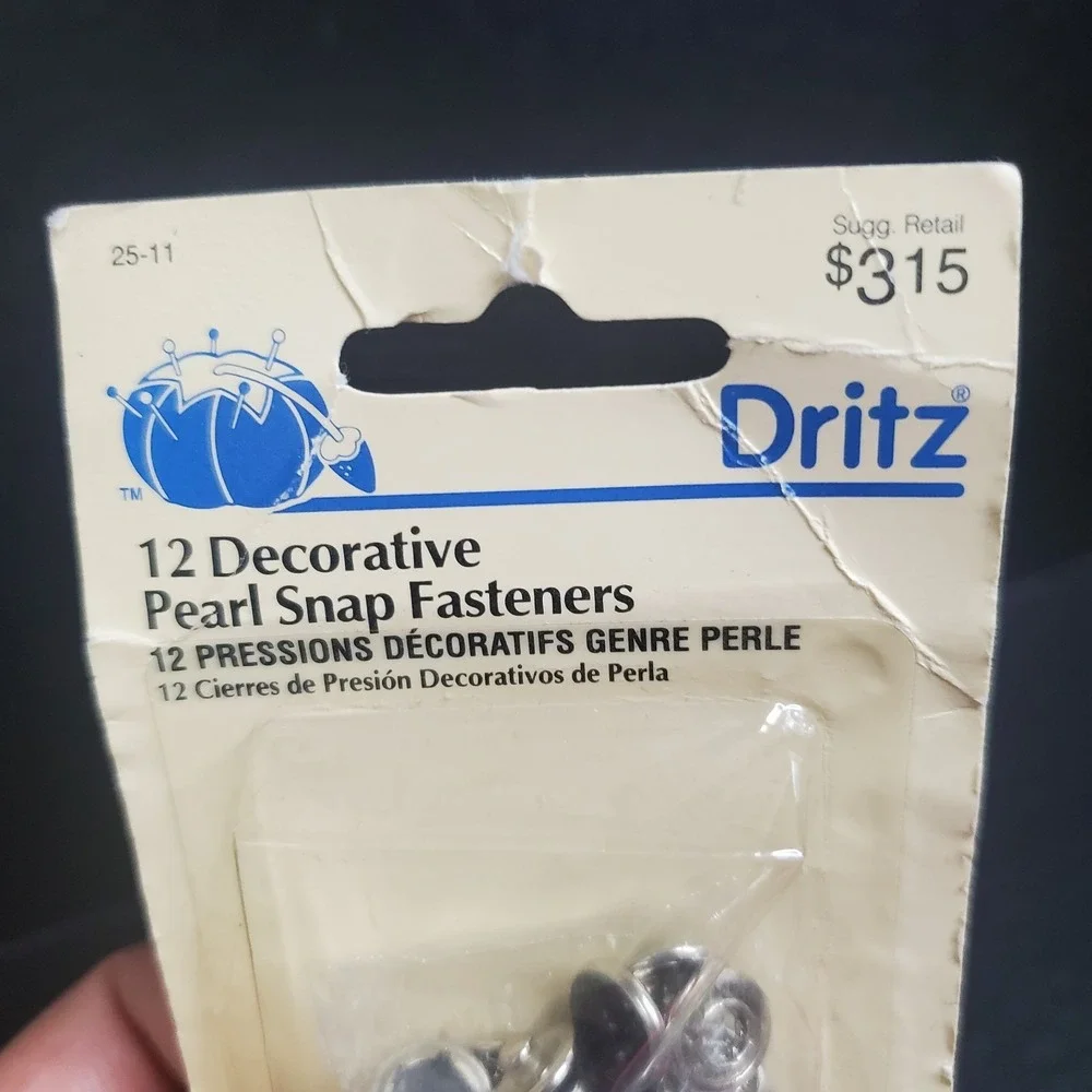 Dritz 25-11 Pearl Snap‎ Fasteners, Black,  (7/16-Inch) 12-Count